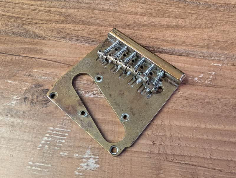 Schecter Telecaster Style Brass Guitar Bridge Complete W/Saddles Vintage 1970s image 1