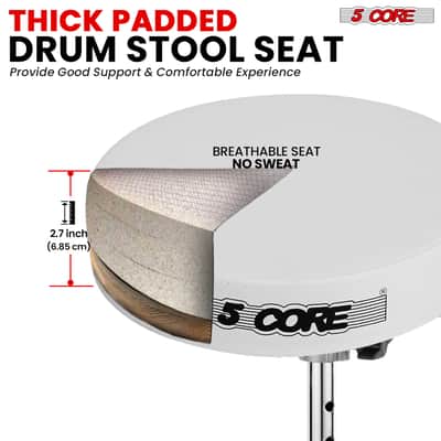 5 Core Drum Throne 3" Padded Drum Seat Height Adjustable Drumming Chair for Practice and Performance image 2