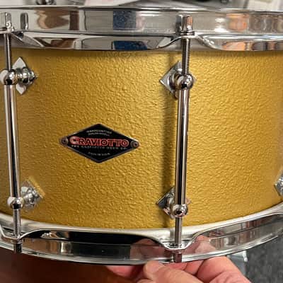 Craviotto 6.5x14" Solid Maple 2017 Prototype Stipplegold Snare Drum image 12