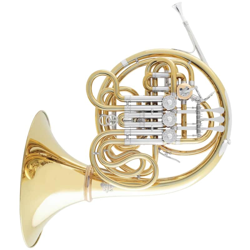 New Alexander 103MAL-HG Double French Horn in Yellow Brass, Hand Hammered Bell Spout, Detachable Bell Flare;with Mouthpiece,Care Kit image 1