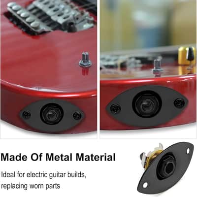 MAXCHEER 1/4" Oval Guitar Jack 6.35mm Output Input Plug Socket for Mono Electric Guitar (Black) image 3