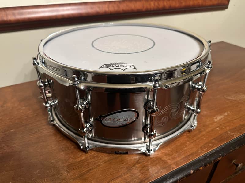 Ahead Engraved Titanium Snare Drum 6x14 image 1