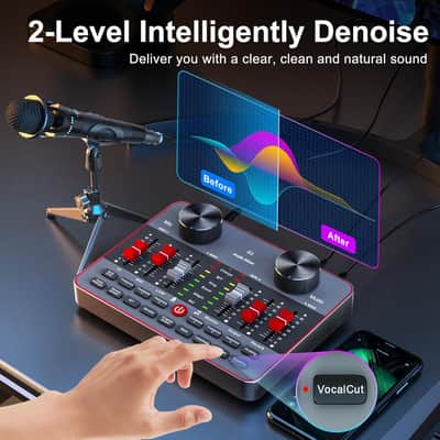 Podcast Equipment Bundle For 2 Mic Tiktok Video Content Creator Kit, Audio Interface Dj Mixer Sound Card/Board Condenser Microphone For Studio Smartphone/Pc/Laptop Broadcast Recording/Live Stream image 7