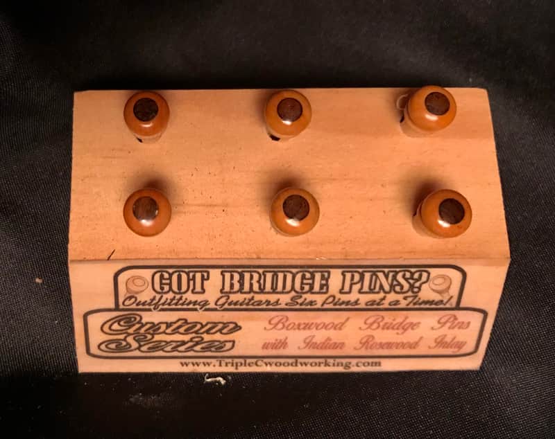 Triple C Woodworking-Got Bridge Pins? Boxwood Bridge Pins with Indian Rosewood Inlays image 1