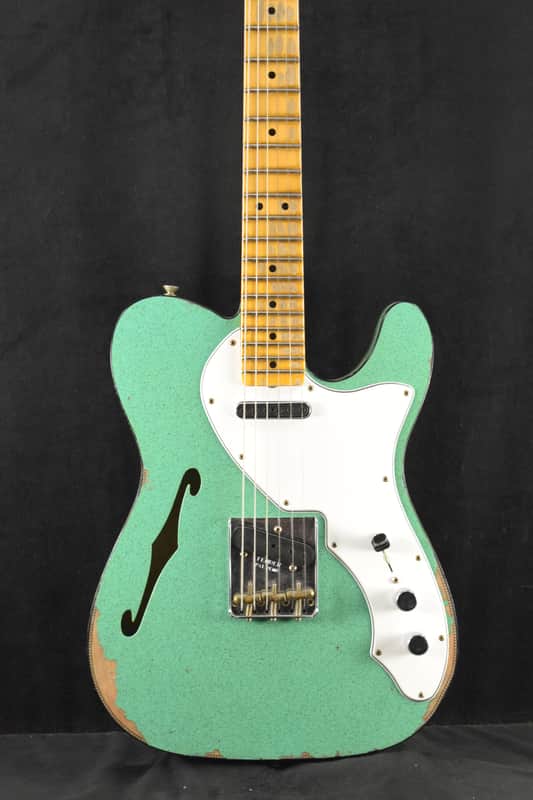 Fender Custom Shop '60s Custom Telecaster Thinline Relic Aged Seafoam Green Sparkle image 1