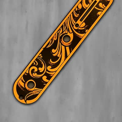Engraved Toggle Control Plate for Telecaster Style Guitar in Burnt Orange Acrylic Mirror image 3