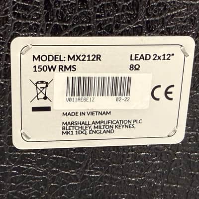 Marshall MX212R 150 Watt 2x12" Guitar Speaker Cabinet 2012 - Present - Black image 5