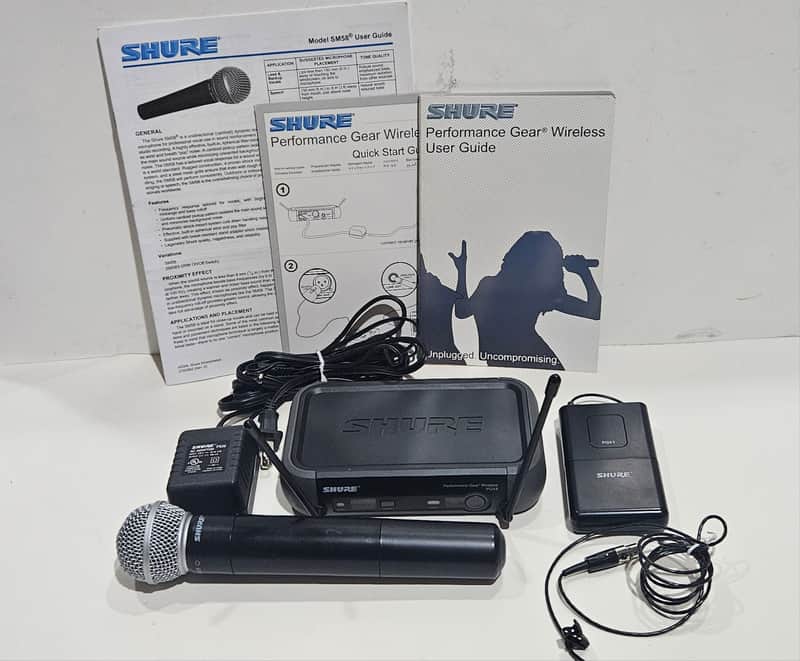 SHURE PGX4 PGX2 (SM58 Mic)  PGX1  H6 524-542 MHZ COMPLETE SET WITH COLLAR MIC image 1