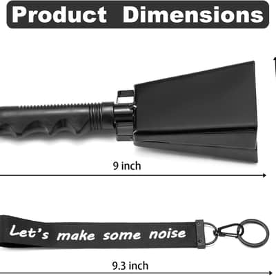Cow Bells with Wrist Strap - Cowbell with Handle 2pcs, Cowbells for Sporting Events, for Football Games,Chimes, Percussion, Musical Instruments, Call Bell, Farm Ranch (black) image 2