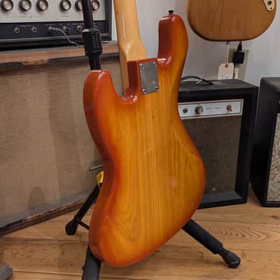 Warmoth Jazz Bass Fretless - Orange Burst w/ Flame Maple top image 14
