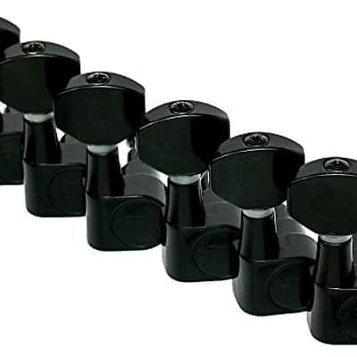 Hipshot BLACK 6-In-Line Non-Staggered Closed-Gear Guitar Machines Tuners w/ UMP image 1