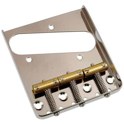 Allparts Vintage Telecaster Bridge with Brass Saddles Nickel TB-5120-001 image 1