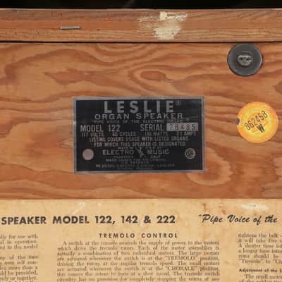 Leslie Model 122 Rotating Speaker Cabinet Cab Organ Amplifier w/ Casters #34786 image 8