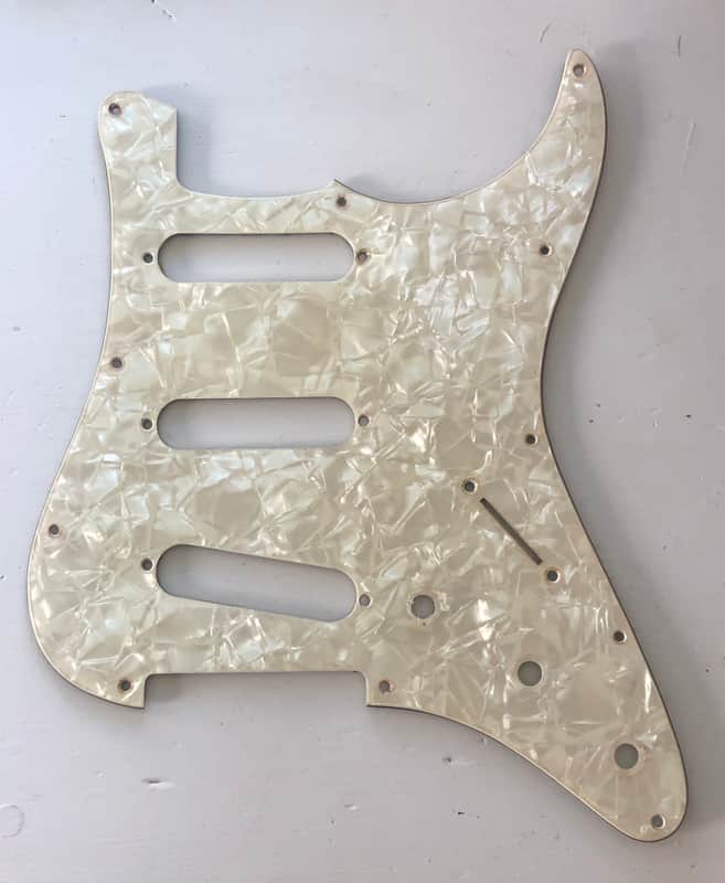 Fender Japan Reissue Strat Relic Pickguard  Guitar Vintage Age White Pearl 2 Ply image 1