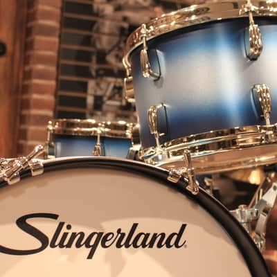 Slingerland Radio King 4-pcs Blue/Silver Lacquer Drum Set (20-12-14-14) - New! image 15