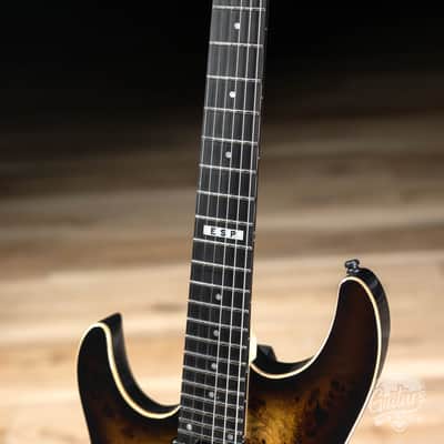 ESP E-II SN-II Left-Handed Burled Maple Top Guitar w/ Case – Nebula Black Burst image 4