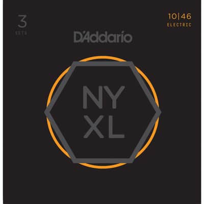 D'Addario NYXL1046-3P 10-46 Carbon Steel Alloy - 3-Pack - Electric Guitar Strings image 1