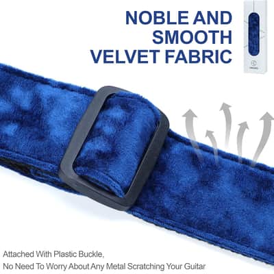 Guitar Strap 2 inch Velvet Guitar Straps with Full Grain Leather End, for Bass Electric and Acoustic Guitars, Free Strap Button, 2 Strap Locks and 4 Guitar Picks image 5