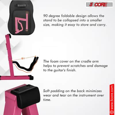 5 Core Guitar Stand A Frame w Soft Foam Arm Non Slip Rubber for Acoustic Electric Bass image 8