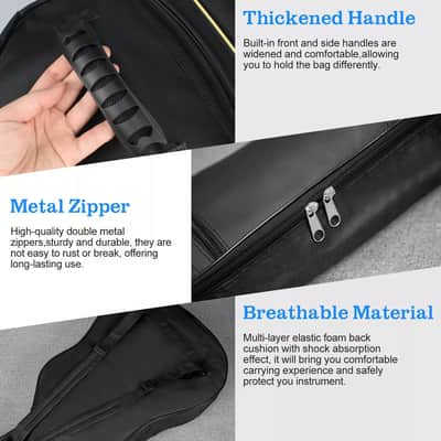 40" 41" Classical Acoustic Guitar Case Gig Bag | Soft Padded, Water-Resistant with Adjustable Backpack Straps & Extra Storage image 3