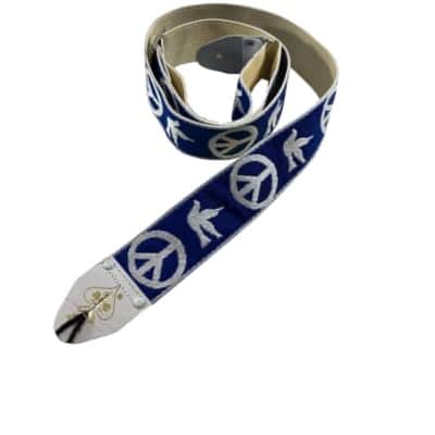 ACE 2" WOODSTOCK BLUE PEACE & DOVE GUITAR STRAP image 5