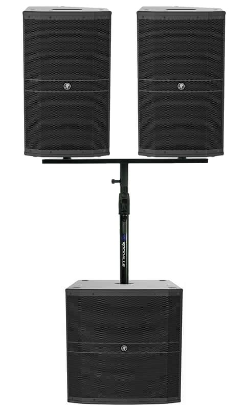 2 Mackie DRM212-P 1600w 12" Passive DJ PA Speakers+Dual Air Assist Mount+18" Sub image 1