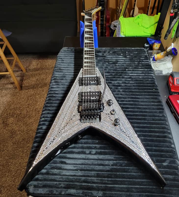 Jackson "Custom Rhinestone" JS32 King V Gloss Black 2019 image 1