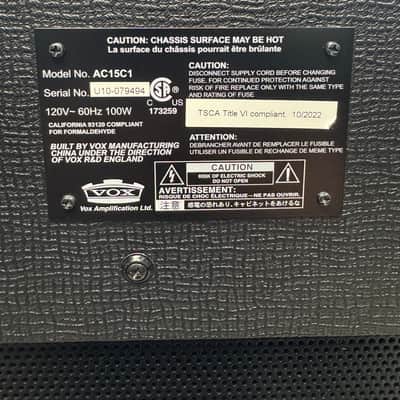 Vox AC15C1 Custom 2-Channel 15-Watt 1x12" tube Guitar Combo 2019 - Present - Black image 8