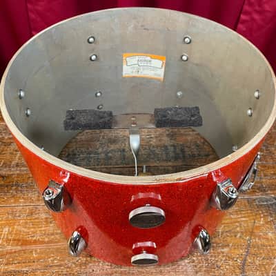1960s Gretsch 9x13 Tom Single Drum Round Badge 6-Ply Tangerine Sparkle image 12