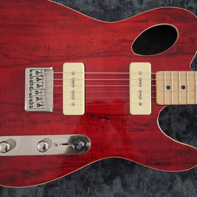 Fender Hollow Body Telecaster Partscaster P90 Special Natural Red Spalted Maple Flame top image 5