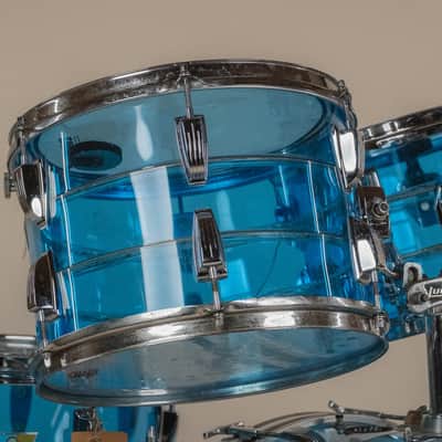 1970s Ludwig Vistalite Tivoli Pattern A 'Big Beat' in Blue/Blue/Blue - 14x22, 16x16, 9x13, 8x12, 5x14sn image 12