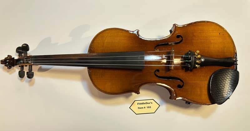 Vintage 4/4 adult violin- labeled - original dark finish image 1