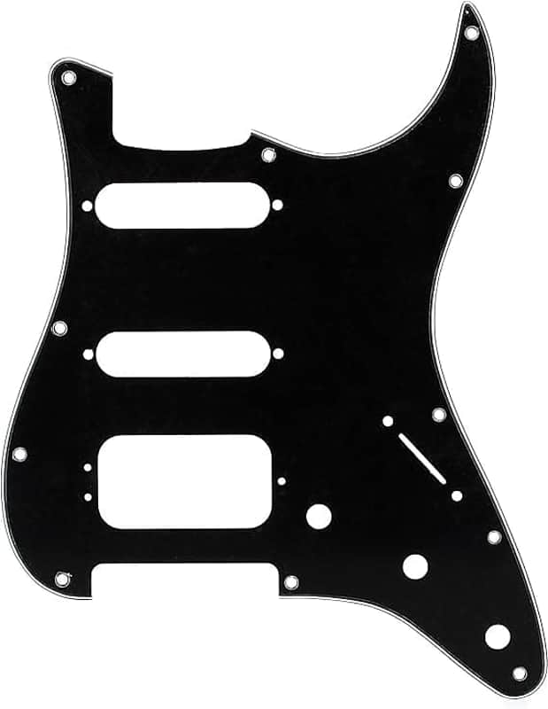 Modern Pickguard, HSS Stratocaster, 11-Hole - Black 3-Ply (3-Screw Hum) image 1
