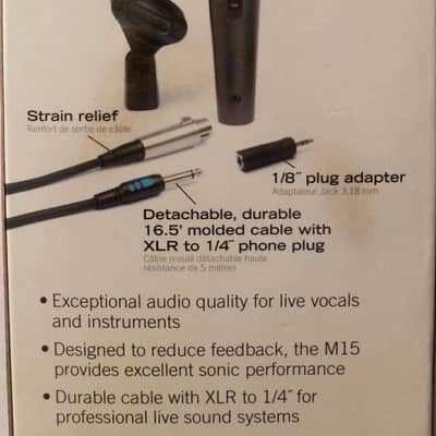 NEW Samson M15 Dynamic Handheld Hyper-Cardioid Mic Vocal/Speaking Microphone +Cable+Clip image 3