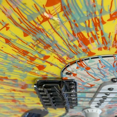 Fender FSR "Splattercaster" Standard Splatter Stratocaster with Rosewood Fretboard 2003 - 2004 - Graffiti Yellow, Dakota Red, Orange, Sage Green Metallic, and Blue Agave Swirl over Olympic White image 10