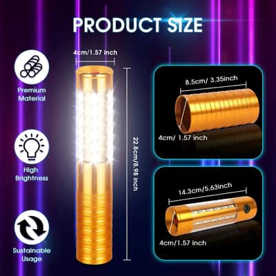 4 Pieces LED Strobe Baton Light Bottle Service Lights Bright Rechargeable Champagne Bottle Handheld Light Topper for Bar Nightclub Wedding Party Concert （Gold） image 3
