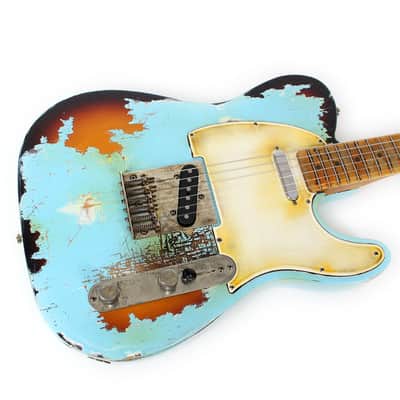 1992 Fender MIM Telecaster Customized by East Gloves Guitars in Relic Daphne Blue Finish image 23