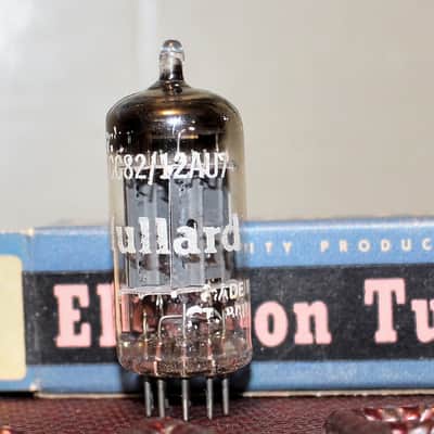 MULLARD ECC82 BLACKBURN 12AU7 LONG PLATE K61 PERFECT BALANCE CAGE GETTER TEST NOS+ IN BOX VINTAGE 1957 image 1