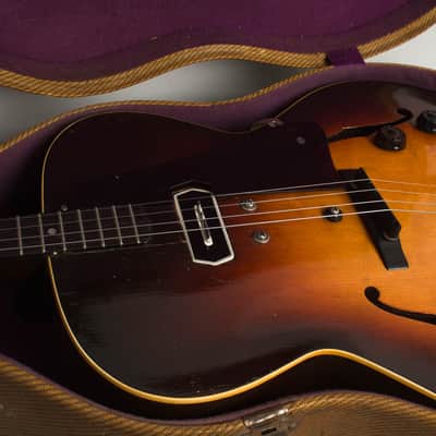 Gibson  TG-50 With Charlie Christian Pickup Arch Top Hollow Body Electric Tenor Guitar (1940), ser. #501F-1, original tweed hard shell case. image 14