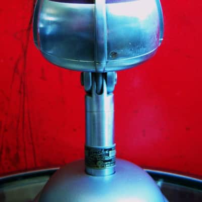 Vintage RARE 1940's Shure 730B crystal cardioid microphone Satin Chrome w period Shure S-36 model stand 55 55S 730A 701D image 7