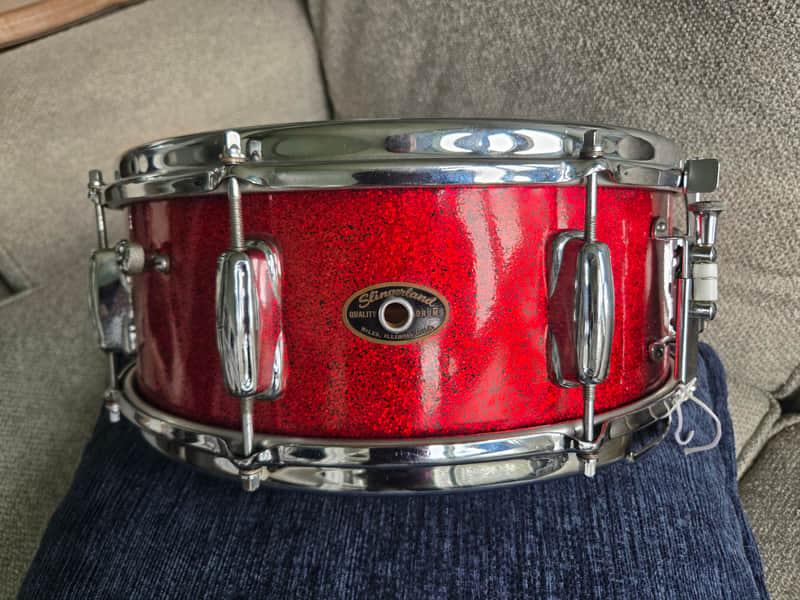Slingerland 8 lug snare drum mahogany shell cob hoops Early 1960s - Red Sparkle