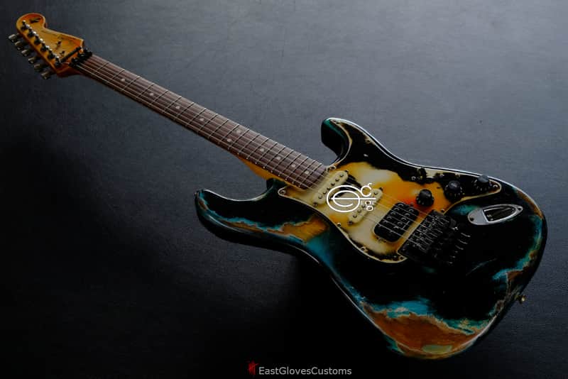 Fender Fender Stratocaster Floyd Rose HSS Black/Blue Inspired by Joe Strummer Aged Heavy Relic Black image 1