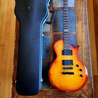 ESP LTD EC-100 QM single-cut Les Paul w/EMGs & hsc 2000s - orange burst image 1