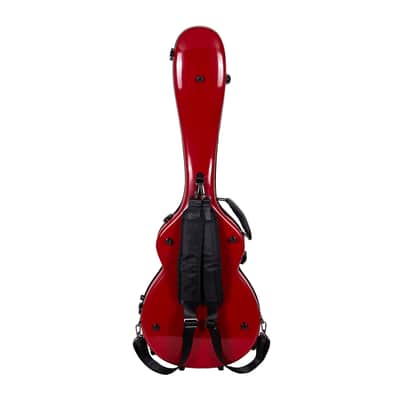 Crossrock Hard Shell Fiberglass Case for Les Paul Guitar with Backpack Straps in Red image 4