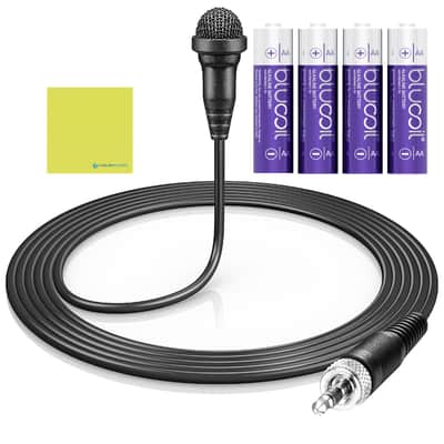 Liquid Audio Sennheiser ME 2 Omnidirectional Lavalier Microphone Bundle w/ 4-Pack Blucoil AA Batteries Polishing Cloth image 1