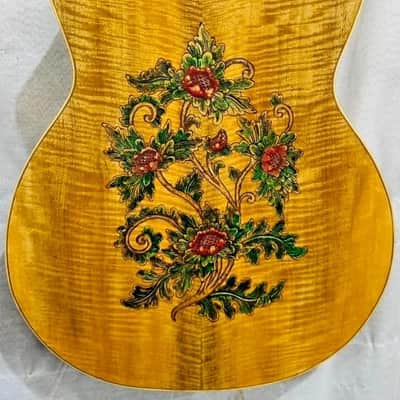 Blueberry Handmade Jumbo Size Acoustic Guitar Floral Motif - Mango Wood Body and Top image 6