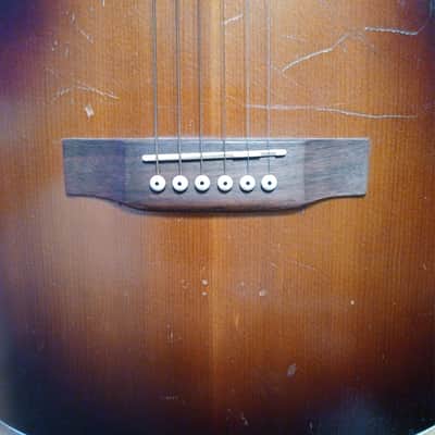 Kamico 14 Fret Parlor guitar 1950s Tobacco burst With Chipboard Case RARE image 2