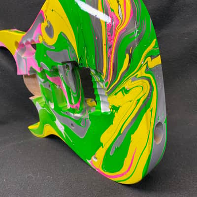 Neon multicolor swirled alder 6 string Jem style guitar body, LEFTY, HSH, AANJ, rear route- RB213 image 5