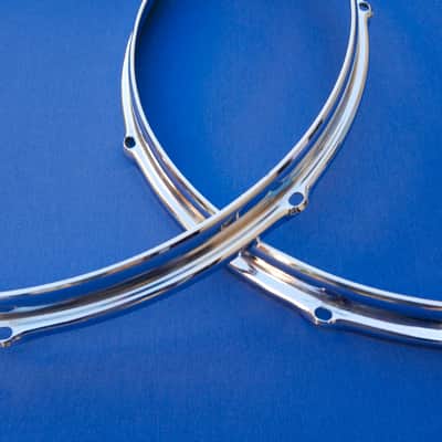 Slingerland Chrome Over Steel 16" Hoops 8 Holes Niles Vintage image 2