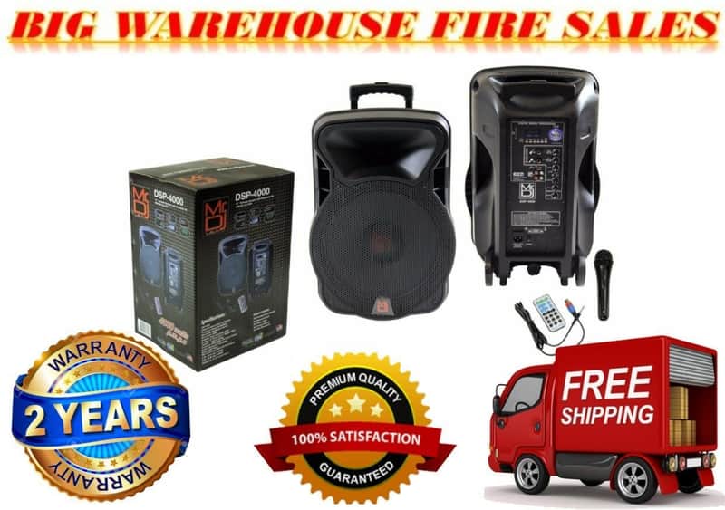 PRO 4000W Bluetooth DSP FM Radio USB Portable PA DJ KARAOKE Speaker image 1